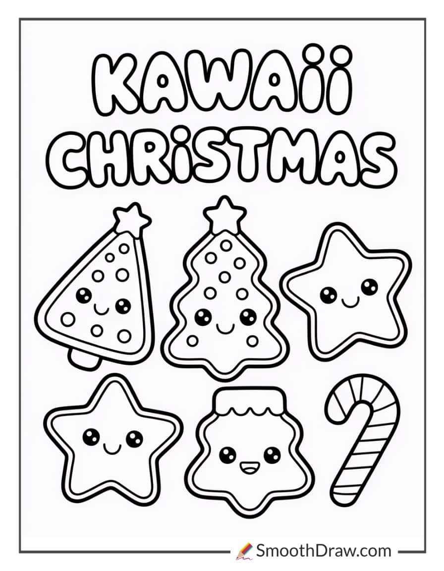 Kawaii Cute Christmas Coloring Pages