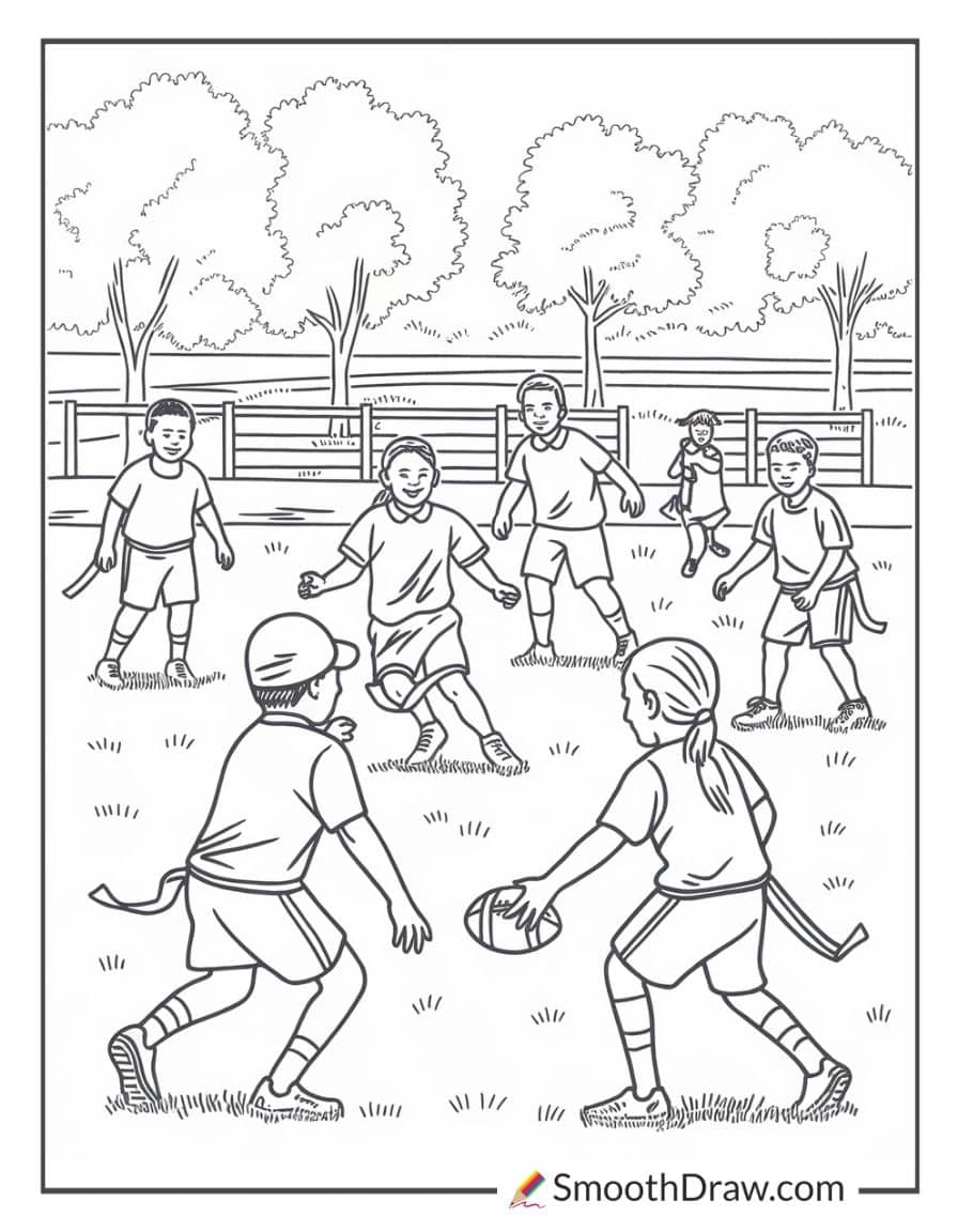 kids playing touch football