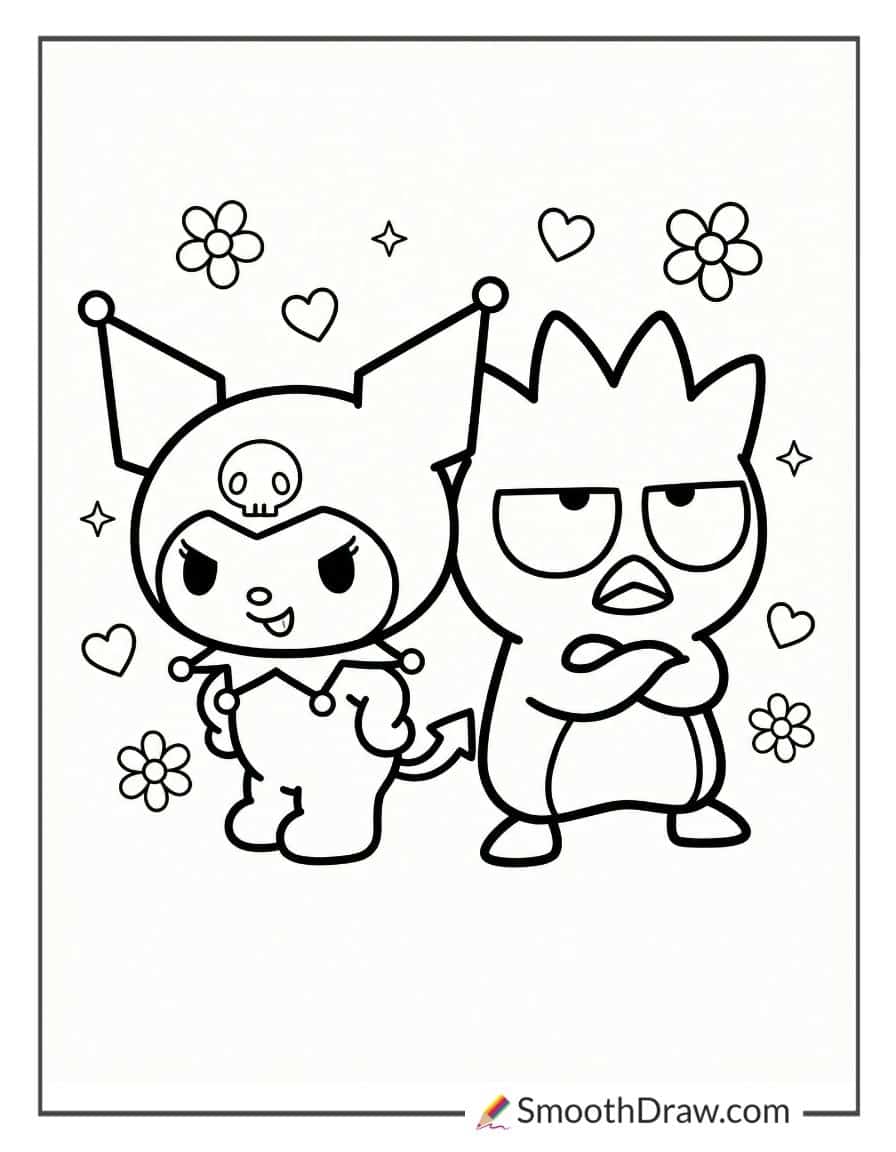kuromi and badtz maru coloring pages