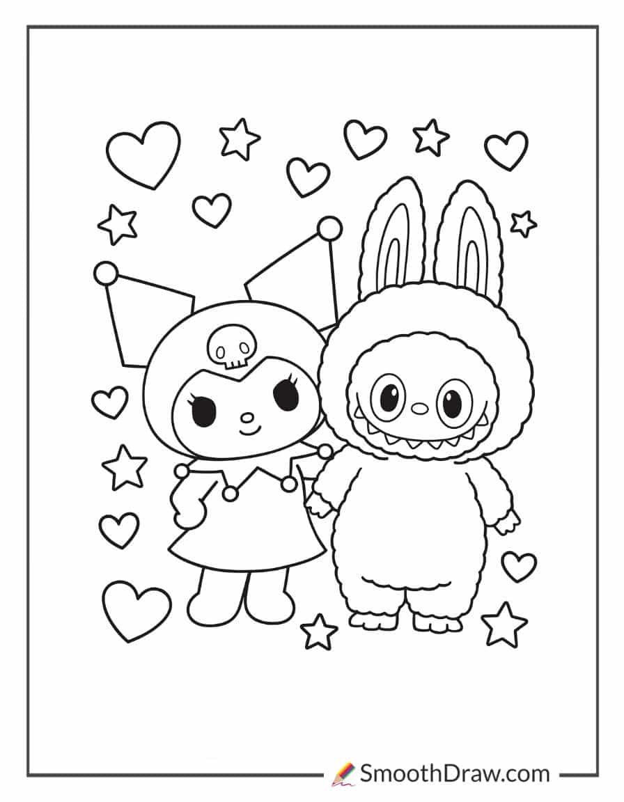 kuromi labubu coloring page