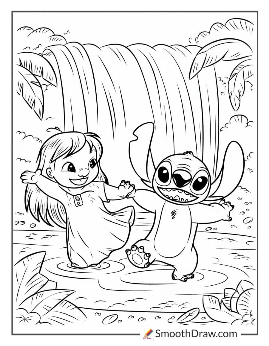 lilo and stitch at waterfall