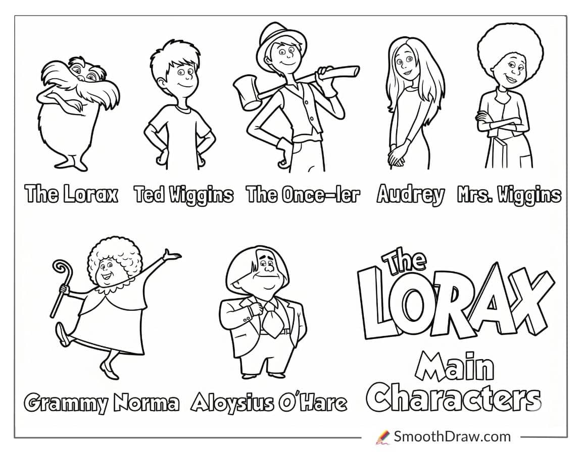 Lorax Characters Coloring Pages
