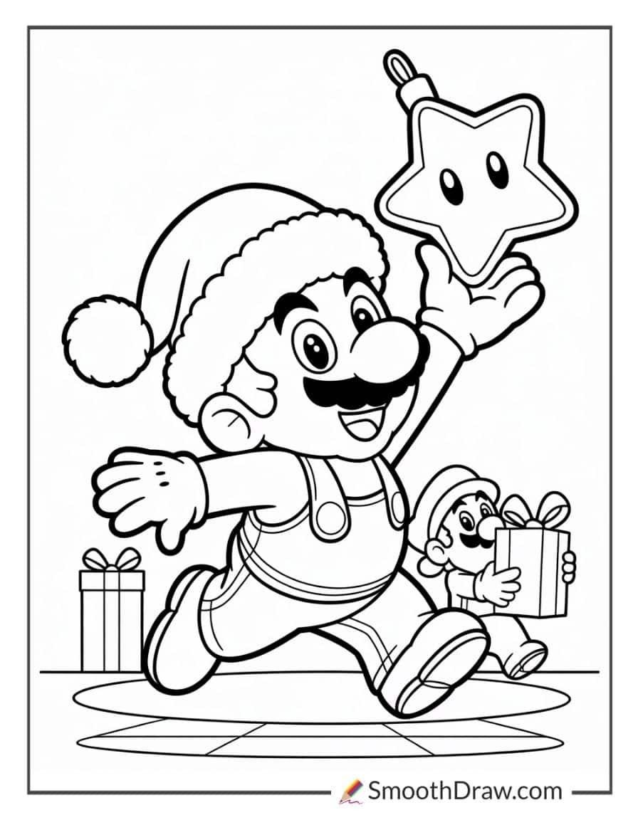 Mario Christmas Coloring Pages 1