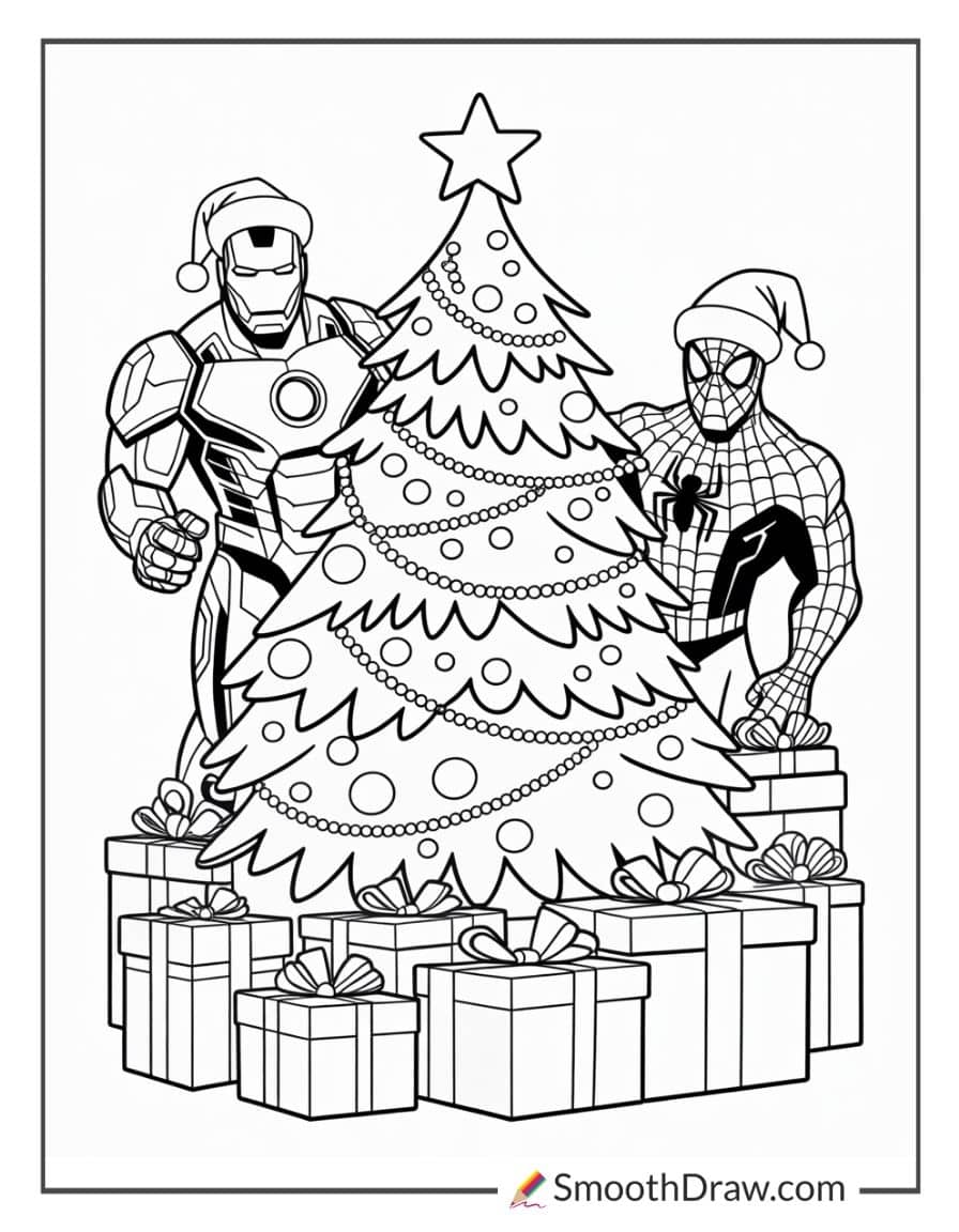 Marvel Christmas Coloring Pages