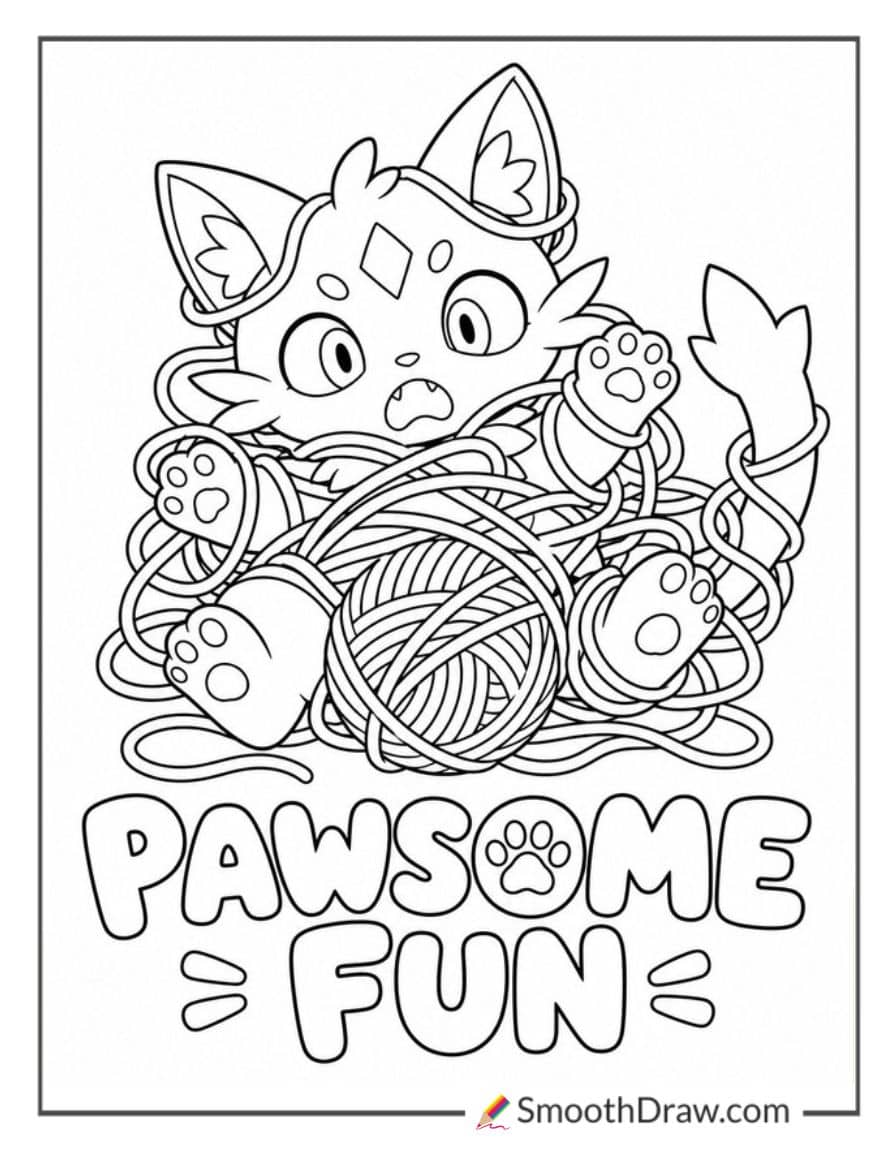 mau from palworld playing with yarn