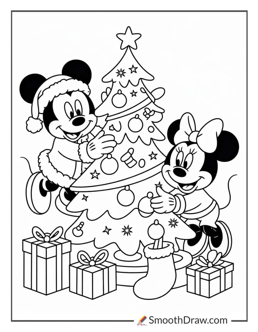 Mickey Mouse Christmas Coloring Pages