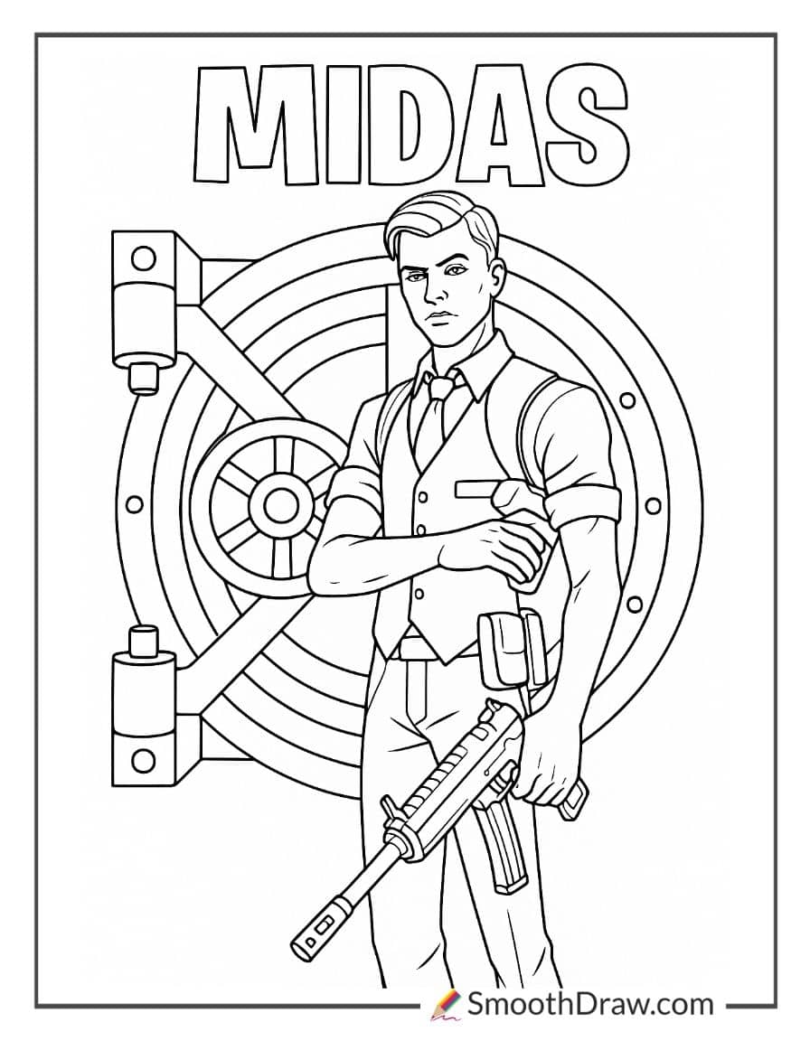 midas fortnite coloring page