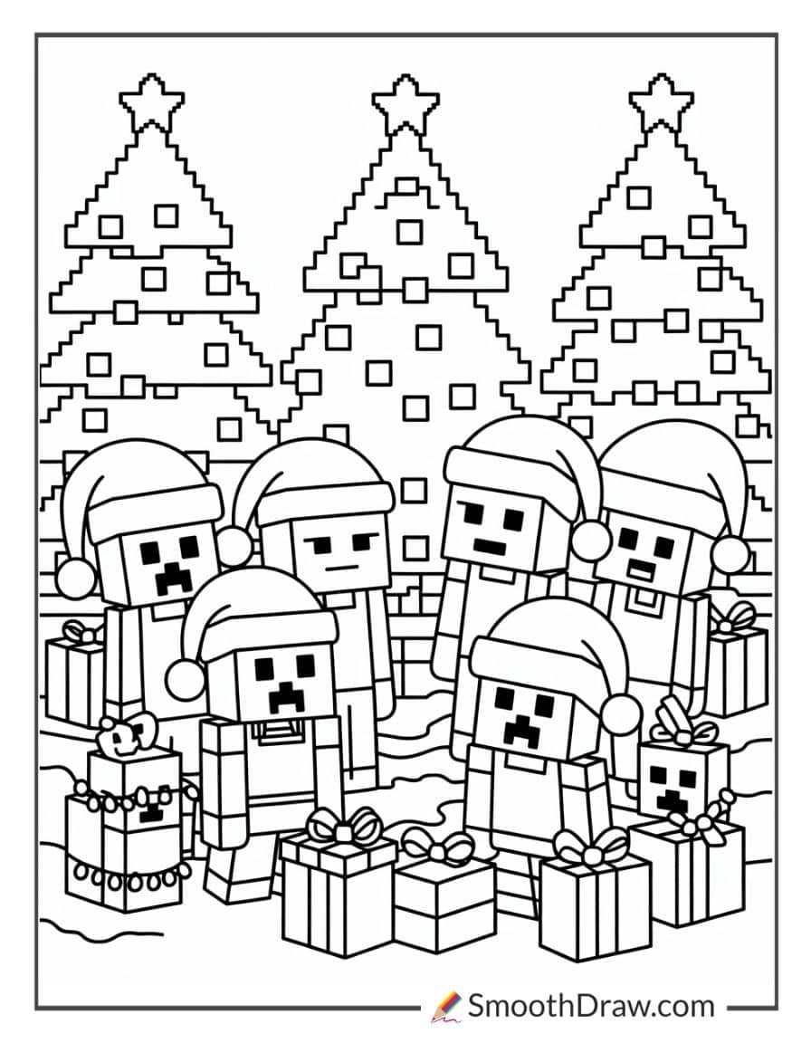 Minecraft Christmas Coloring Pages