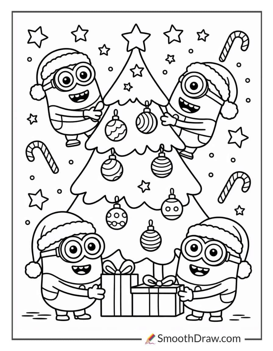 Minion Christmas Coloring Pages