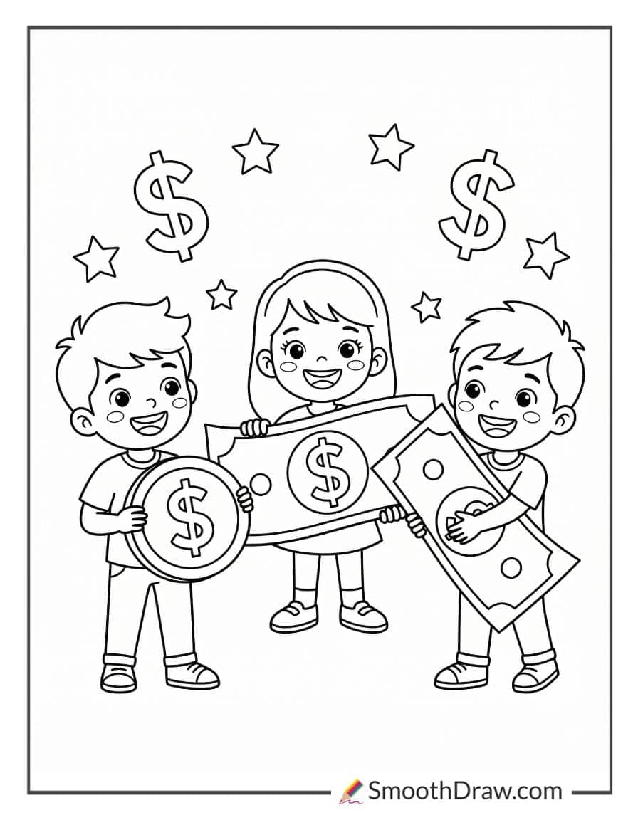 money coloring pages for kids