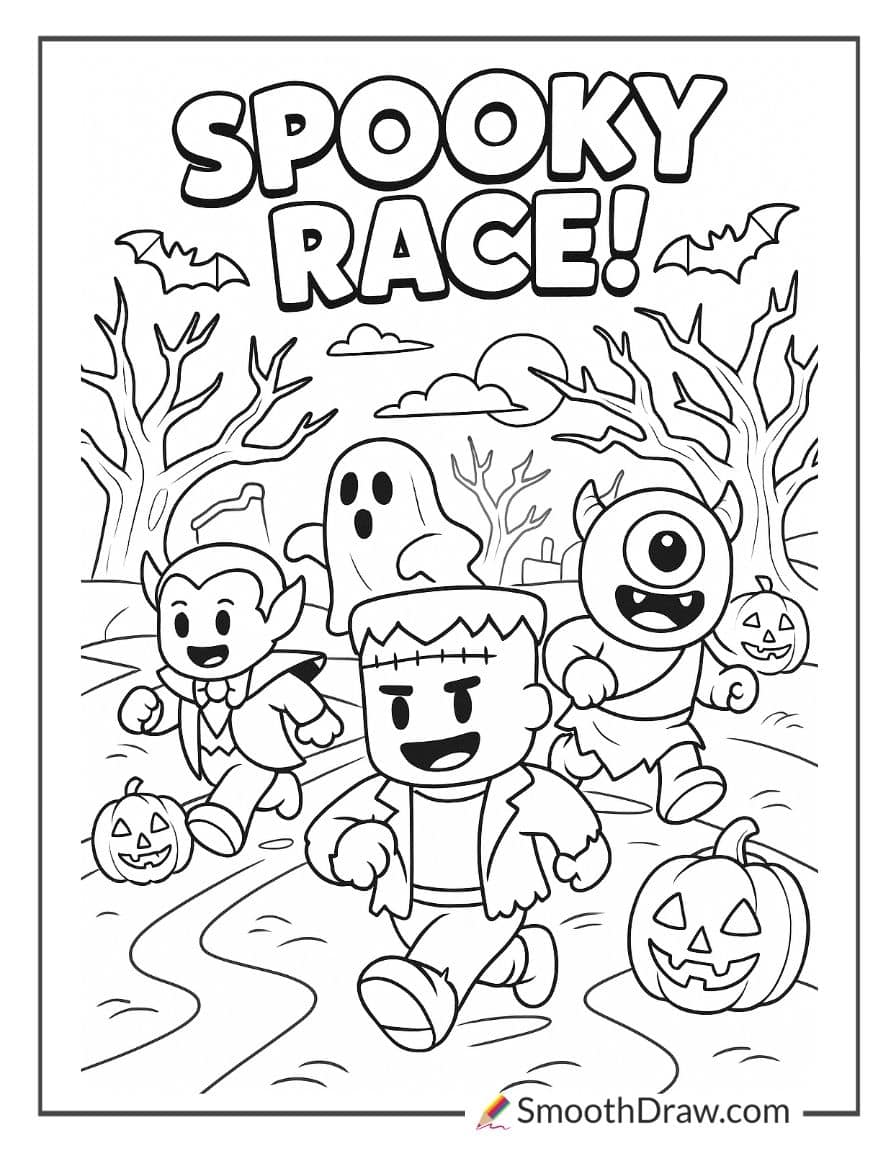 monster stumble guys having a spooky race