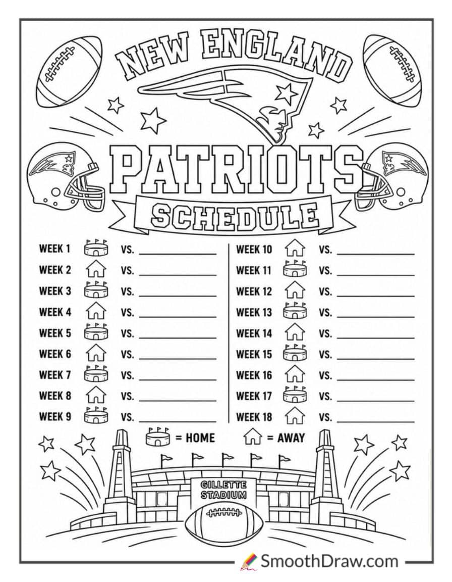 New England Patriots Schedule Poster