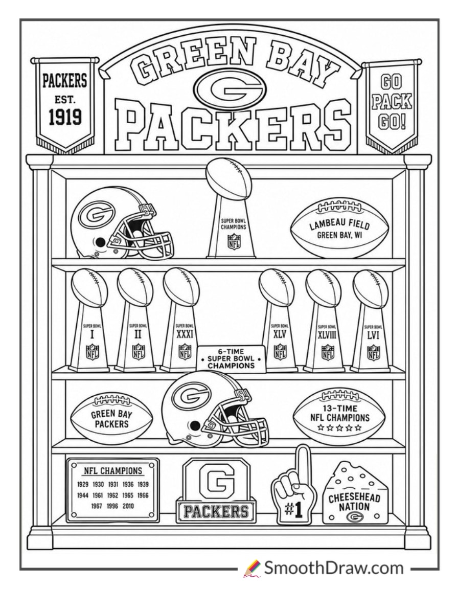 Packers Trophy Case Coloring Page