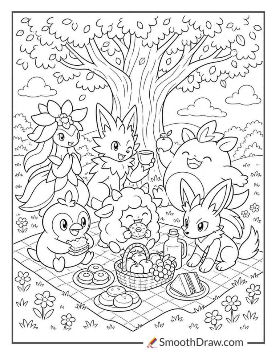 palworld pals having a picnic