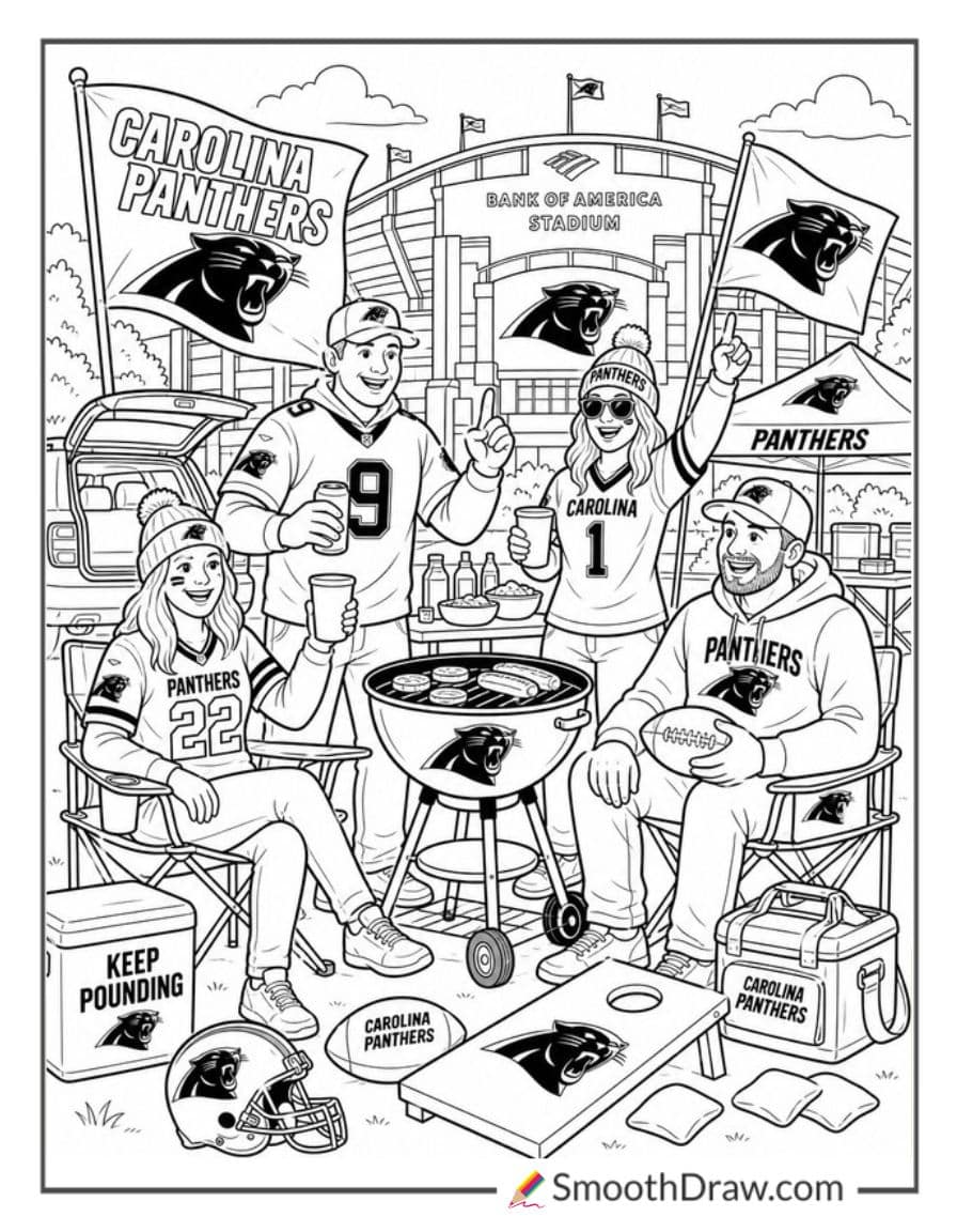 Panthers Fans Tailgating Outside Stadium