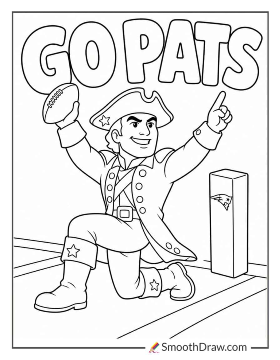 Pat Patriot Mascot Touchdown Pose