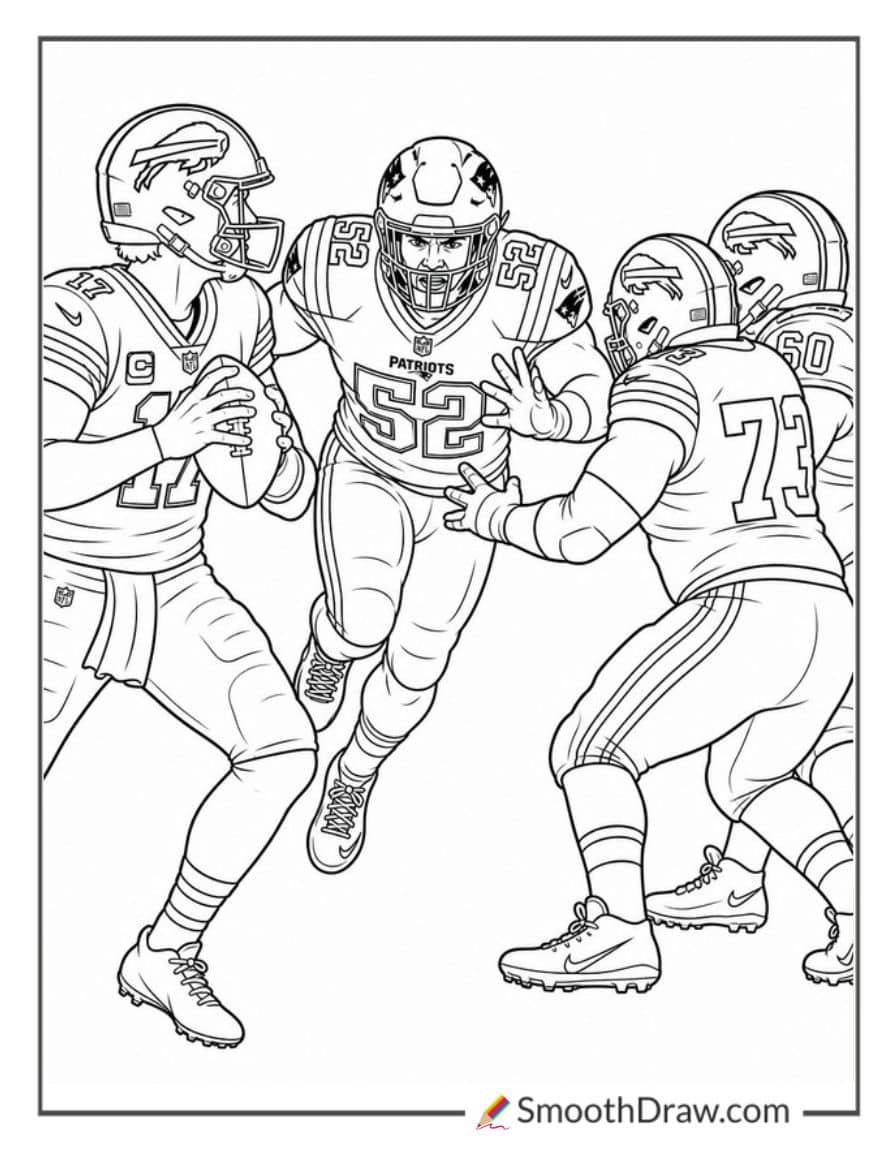 Patriots Linebacker Blitzing Quarterback