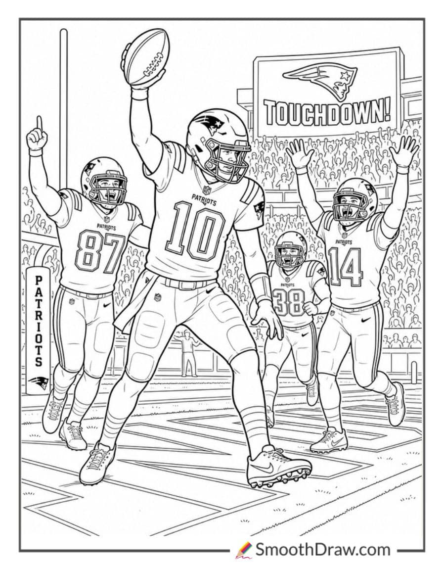 Patriots Touchdown Celebration Coloring Page