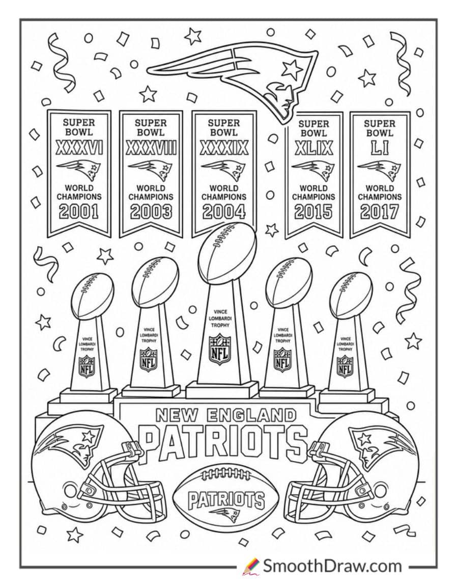 Patriots Trophy Display Coloring Sheet