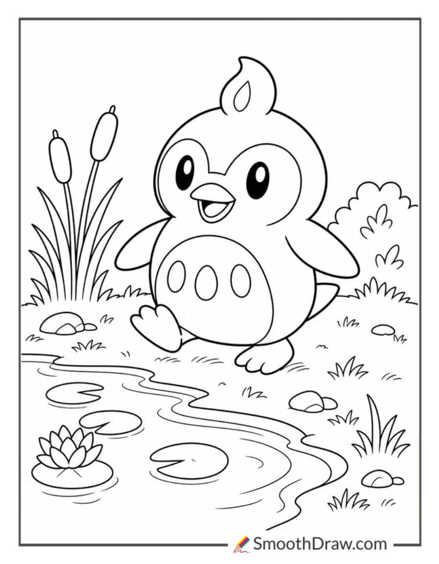 pengullet from palworld by a pond