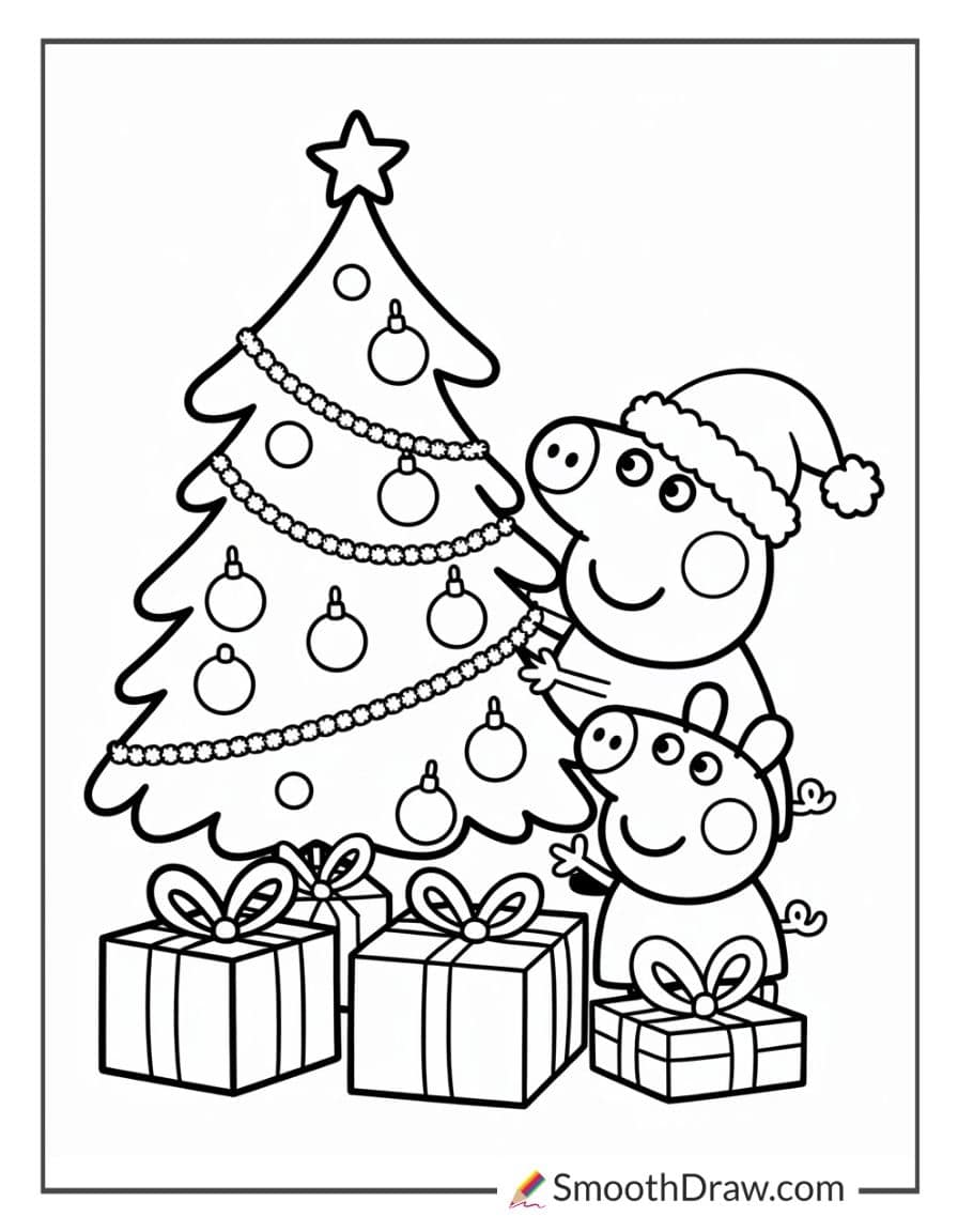Peppa Pig Coloring Pages Christmas
