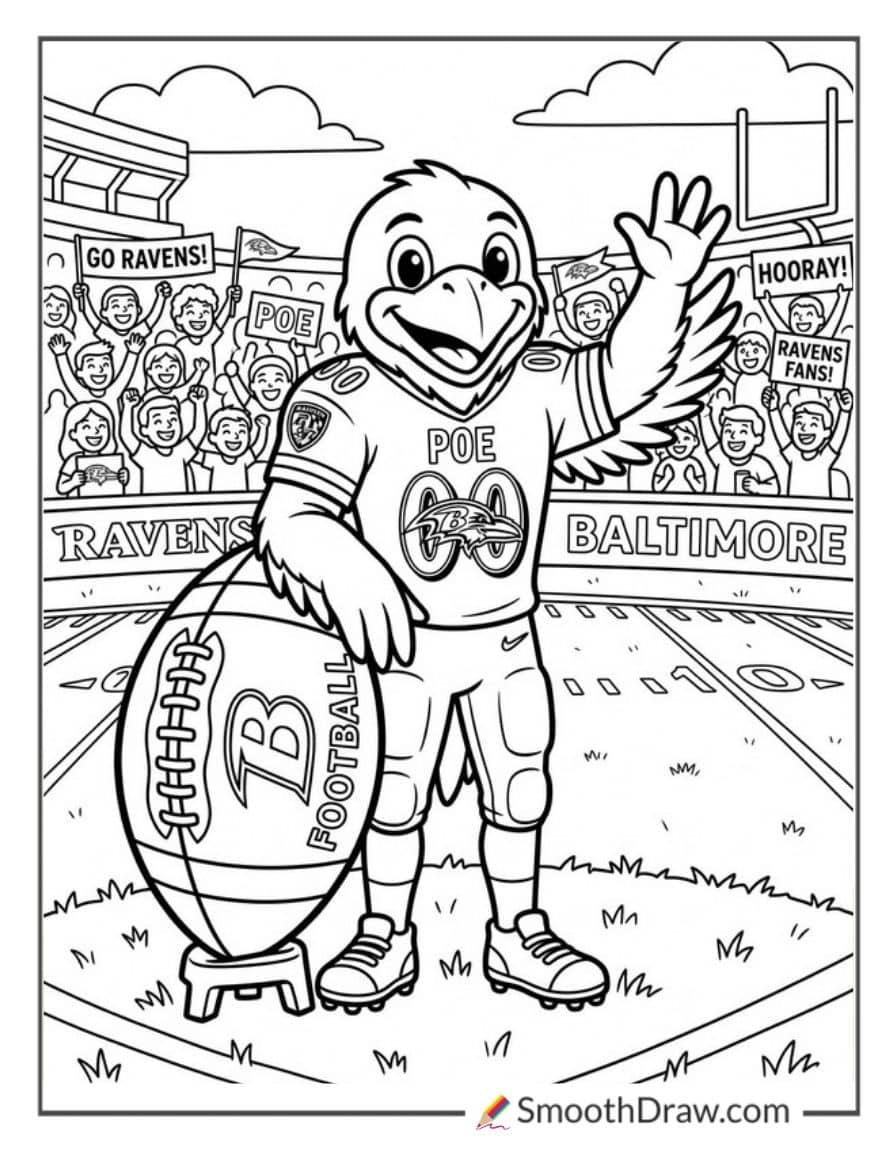 Poe Ravens Mascot Waving