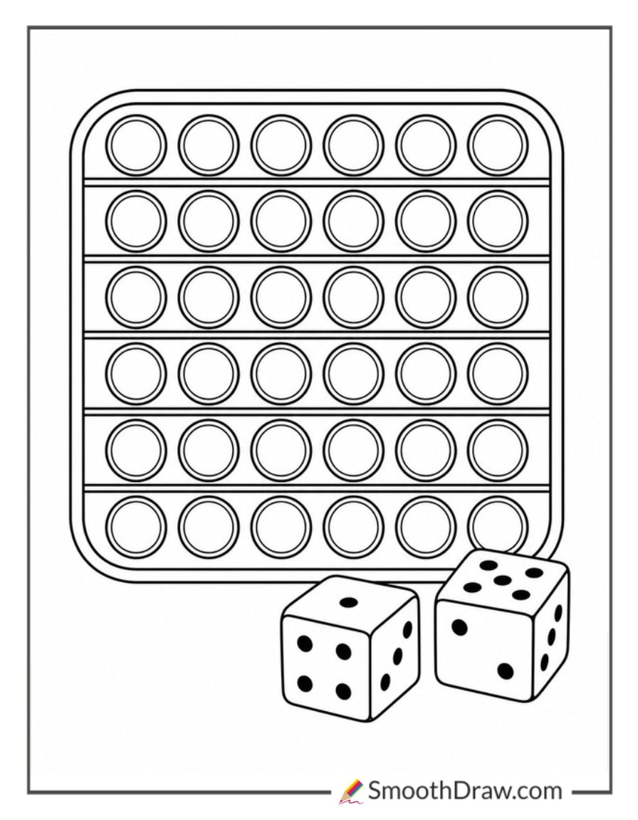 pop it game board with dice