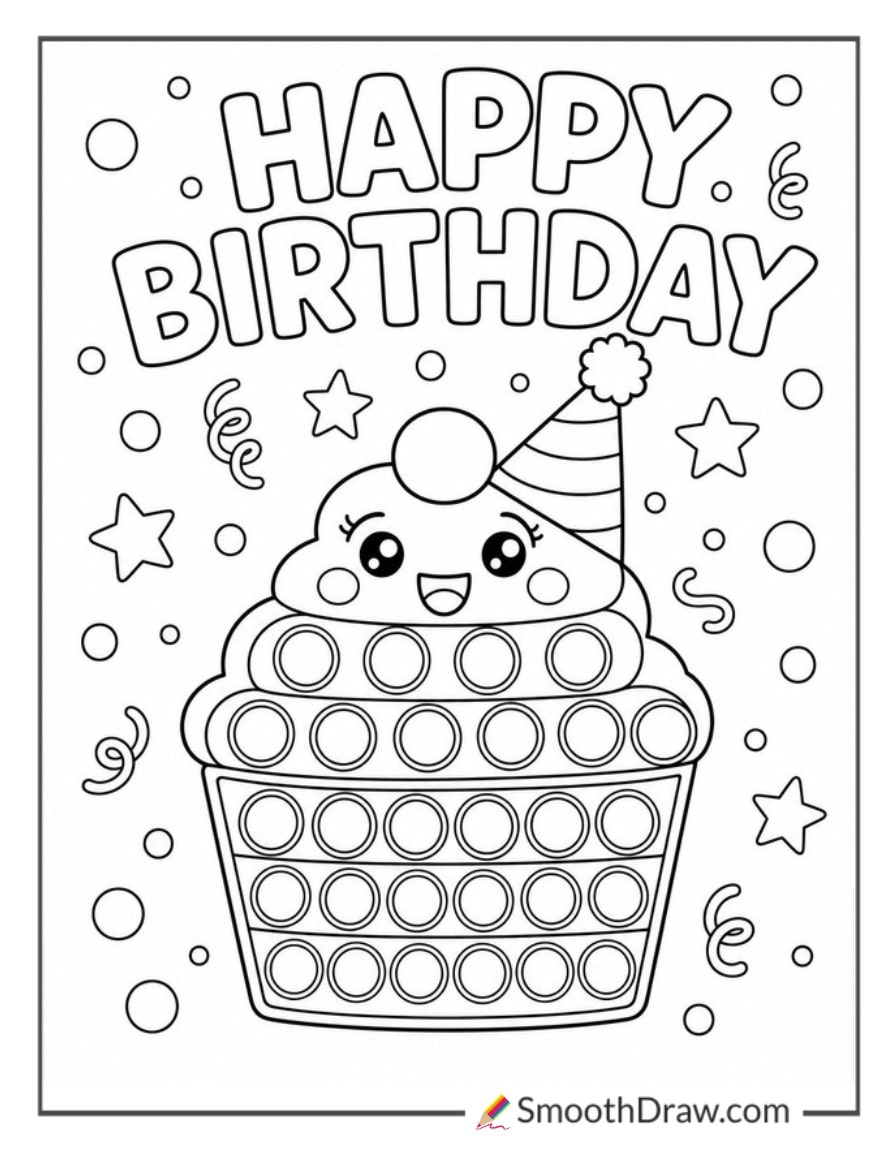 pop it shaped like a cupcake with party hat