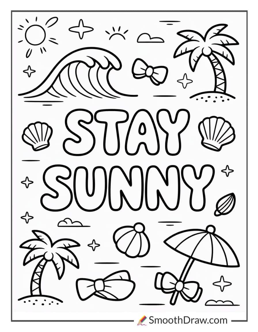 preppy beach coloring pages