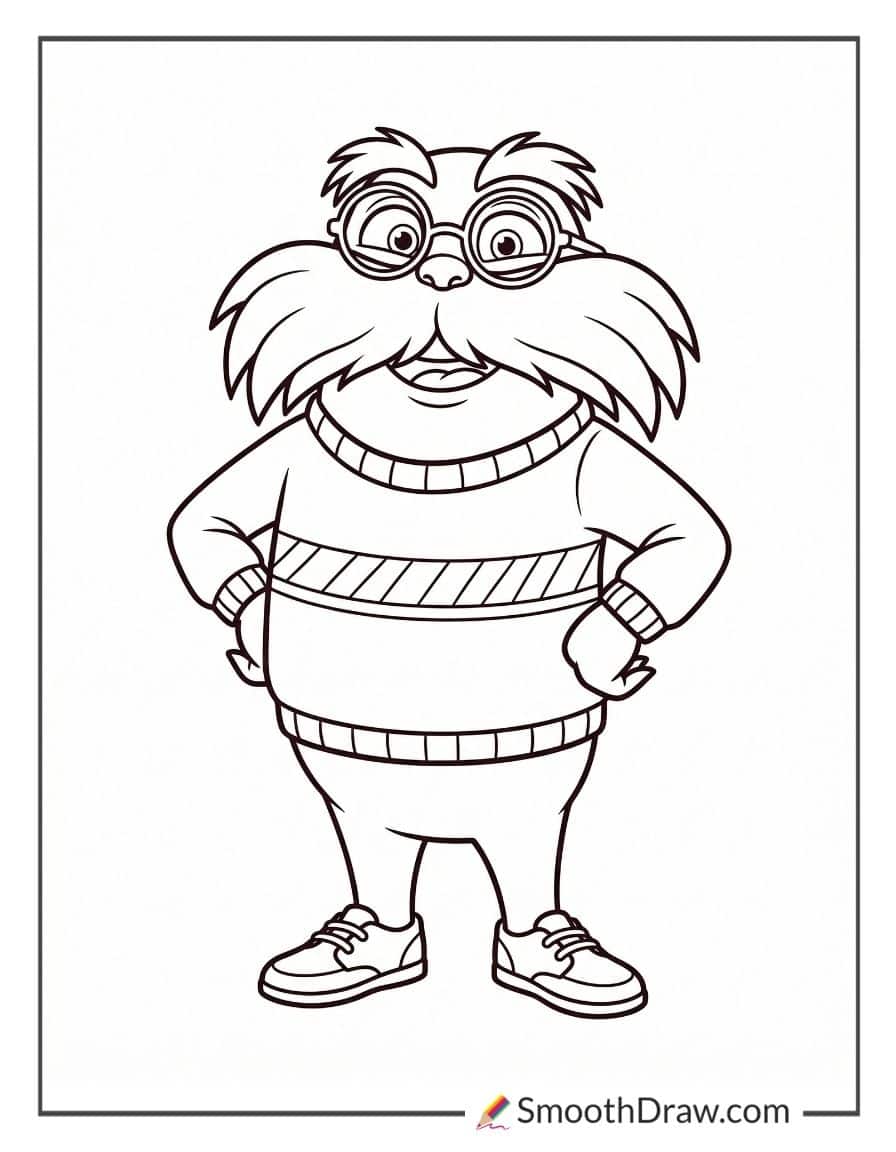Preppy Lorax Coloring Page 1