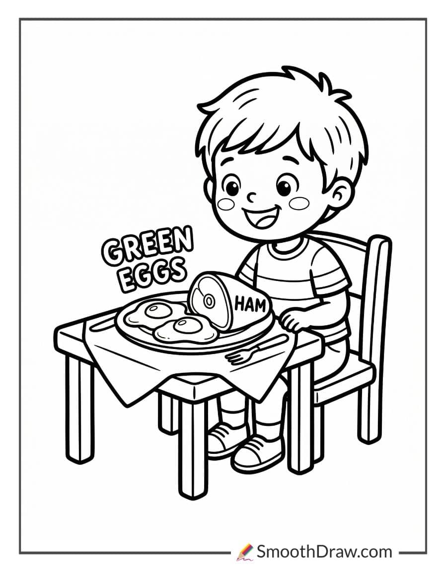 Preschool Green Eggs And Ham Coloring Pages