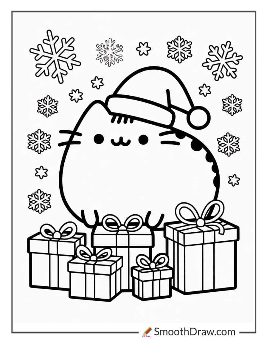 pusheen christmas coloring pages