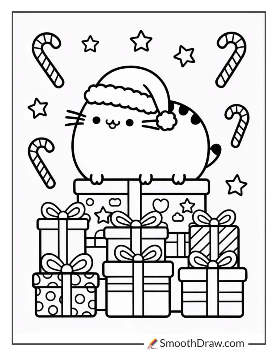 pusheen christmas coloring pages