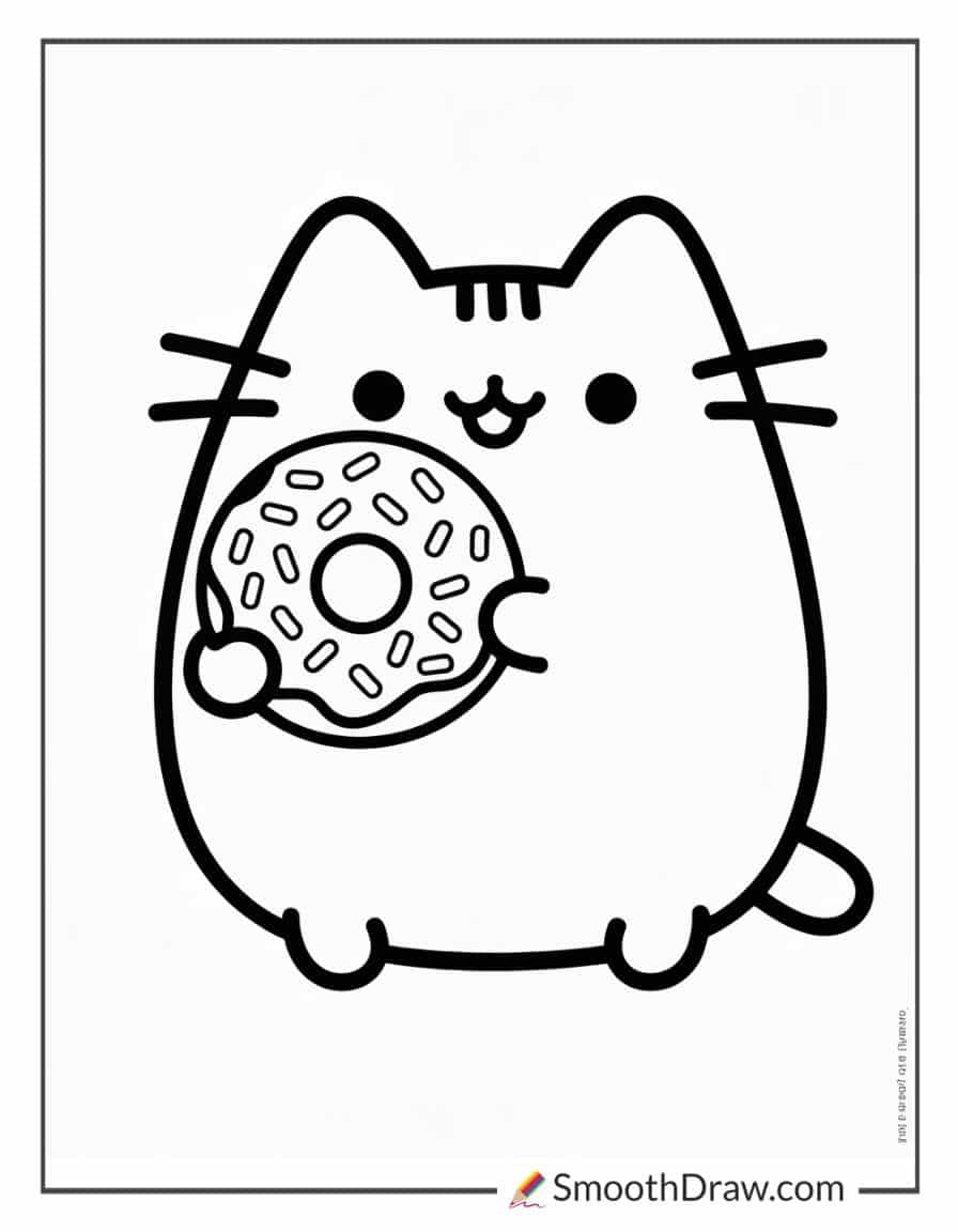 pusheen donut coloring page