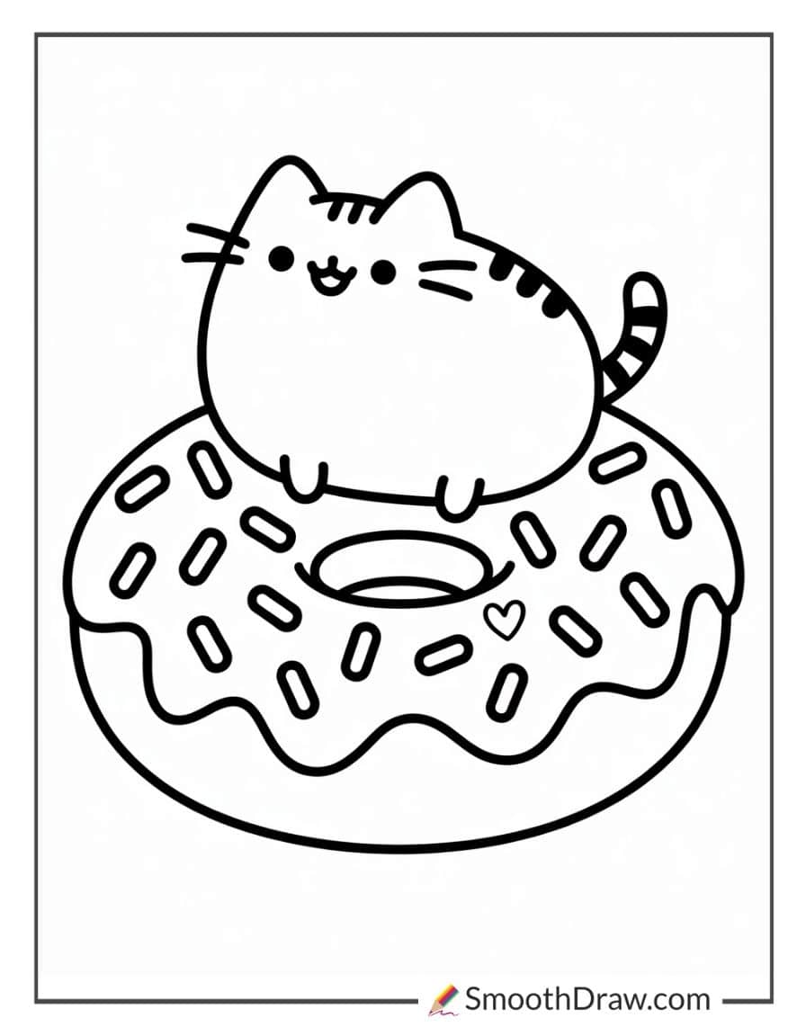 pusheen donut coloring page