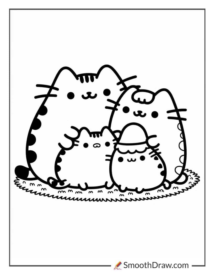pusheen family coloring pages