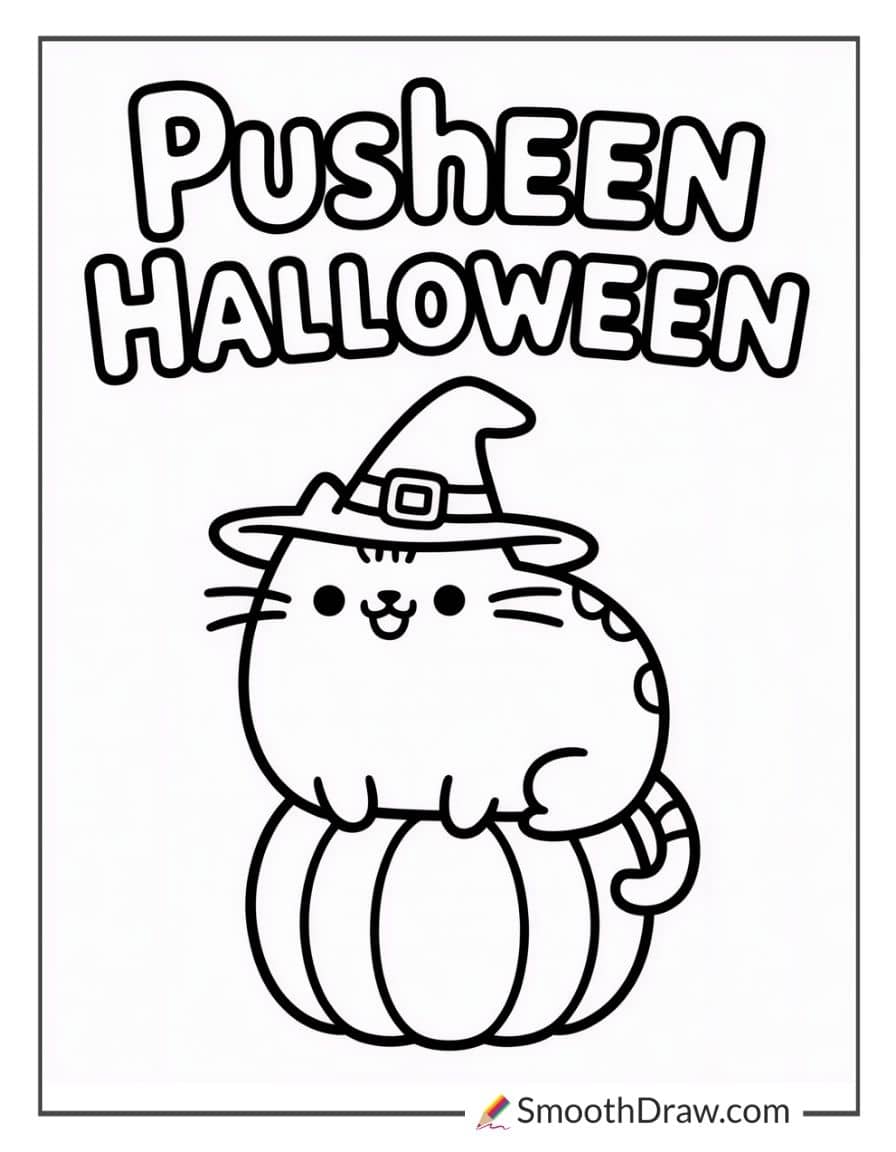 pusheen halloween coloring pages