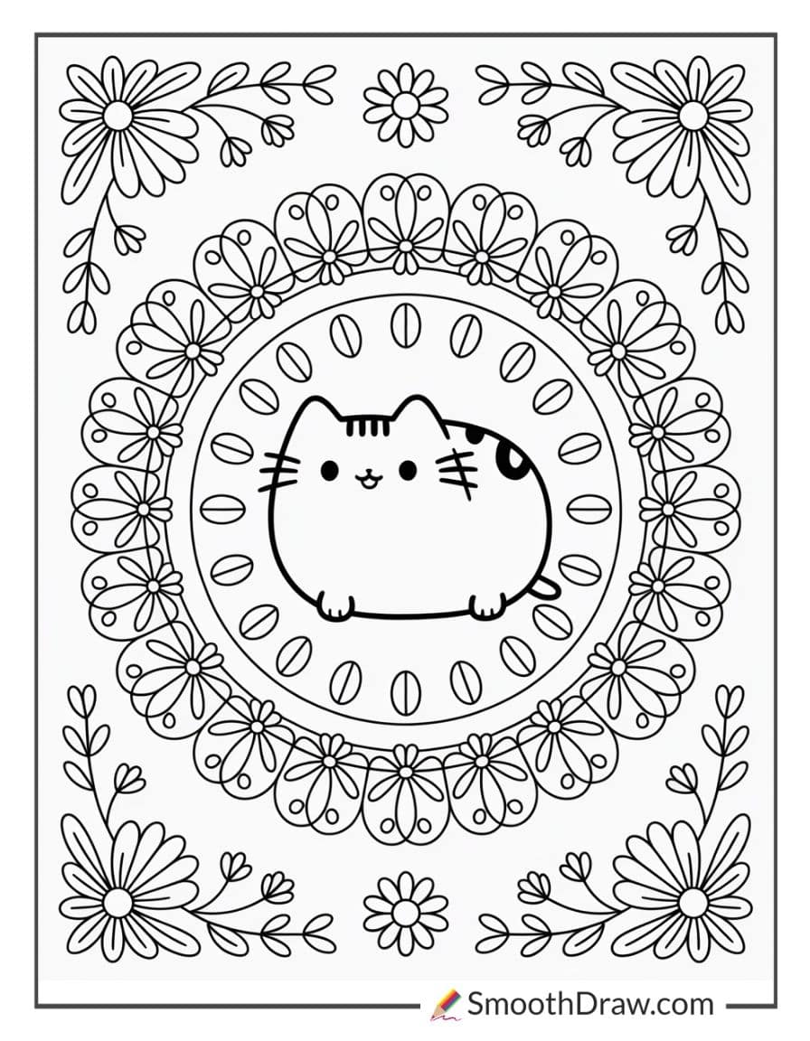 pusheen mandala coloring pages