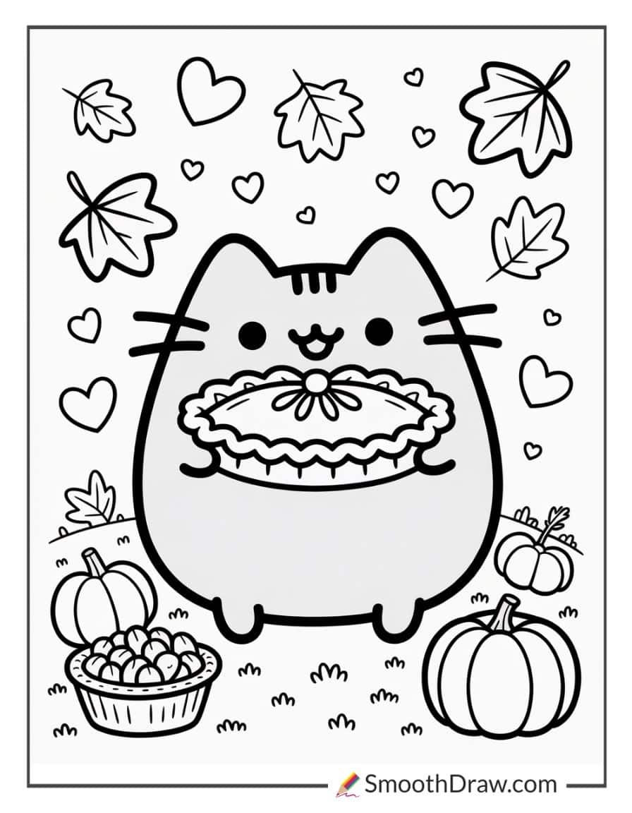 pusheen thanksgiving coloring pages