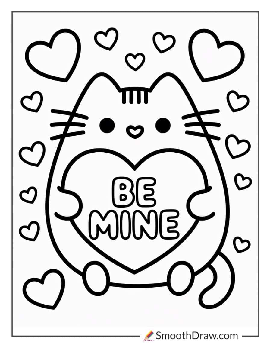 pusheen valentine coloring pages