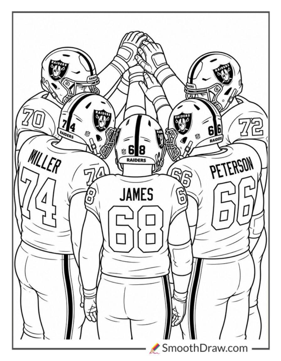 Raiders Offensive Line Huddle