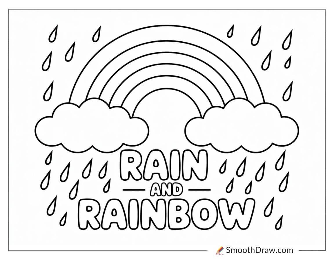 rain and rainbow coloring page