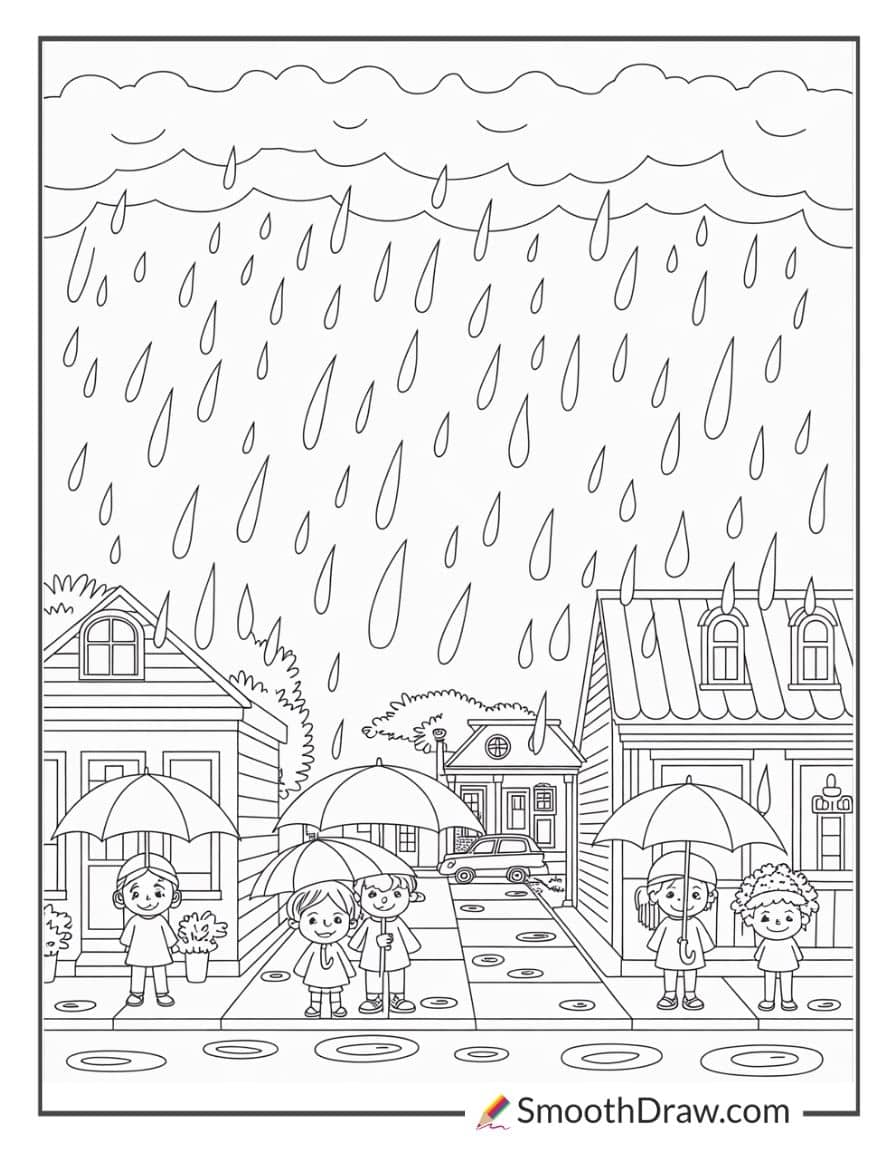 rain drops coloring page