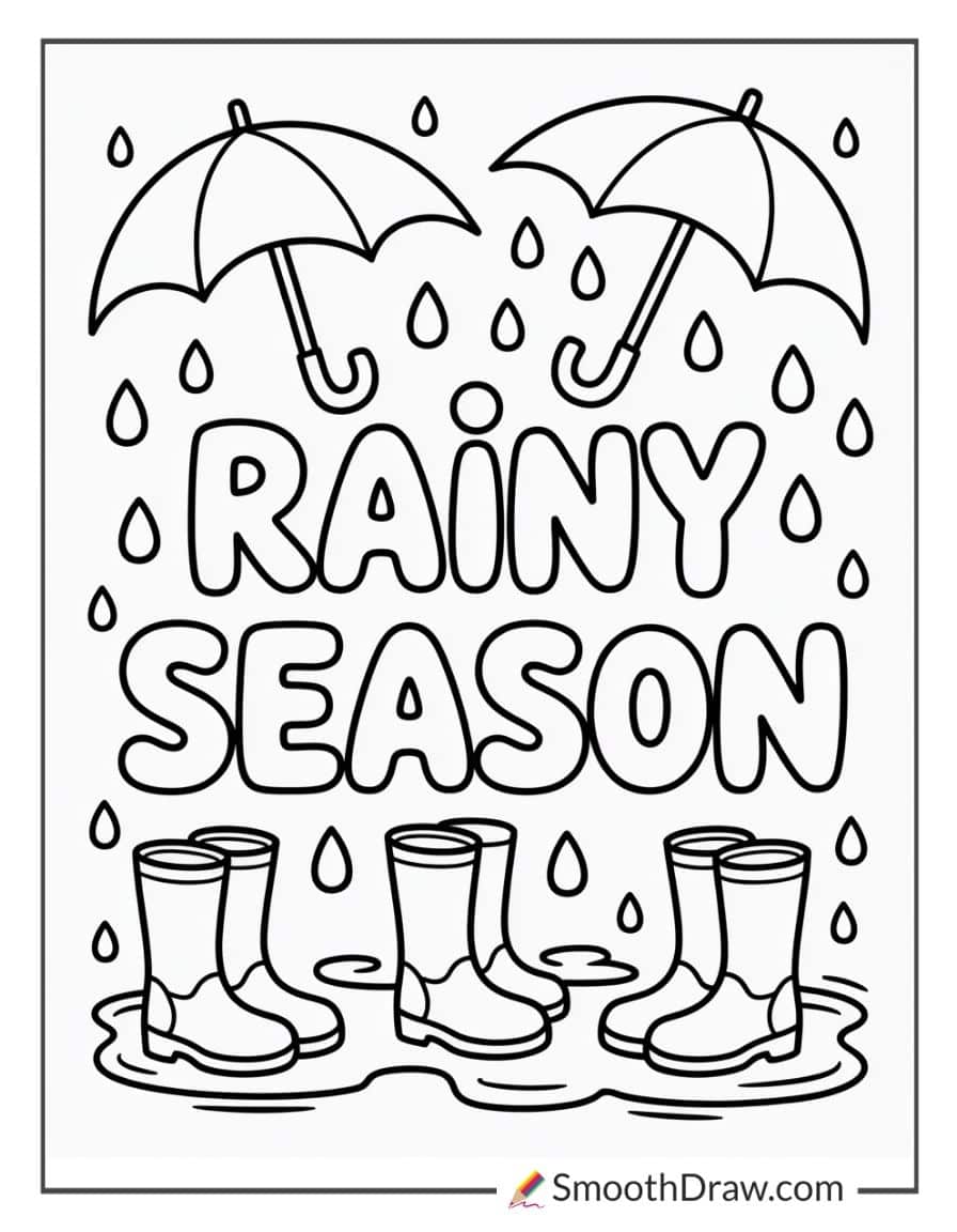 rainy weather coloring pages