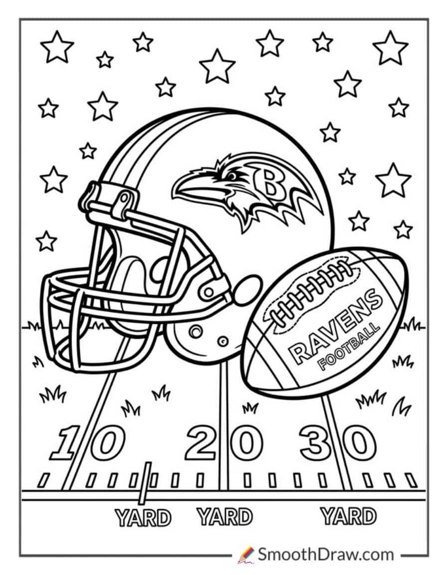 Ravens Football And Helmet
