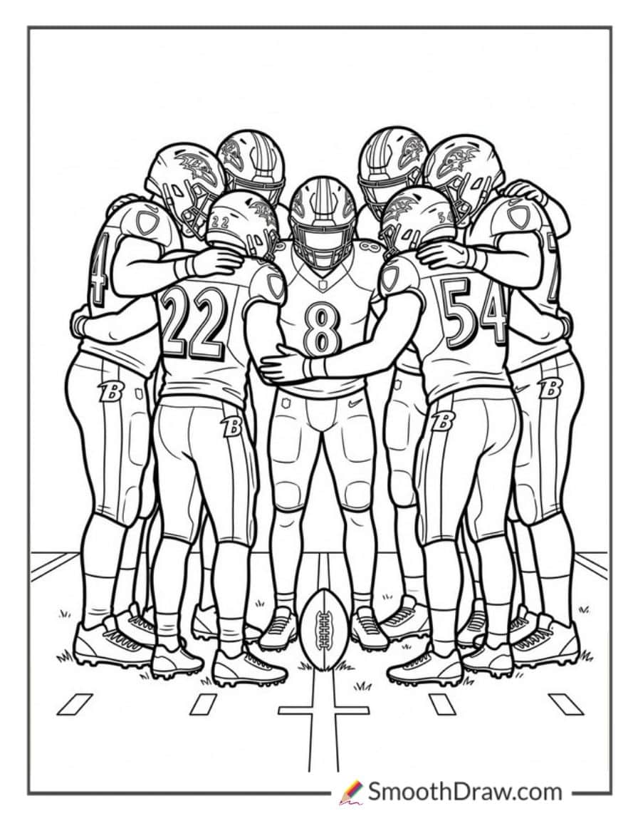 Ravens Huddle Before Kickoff