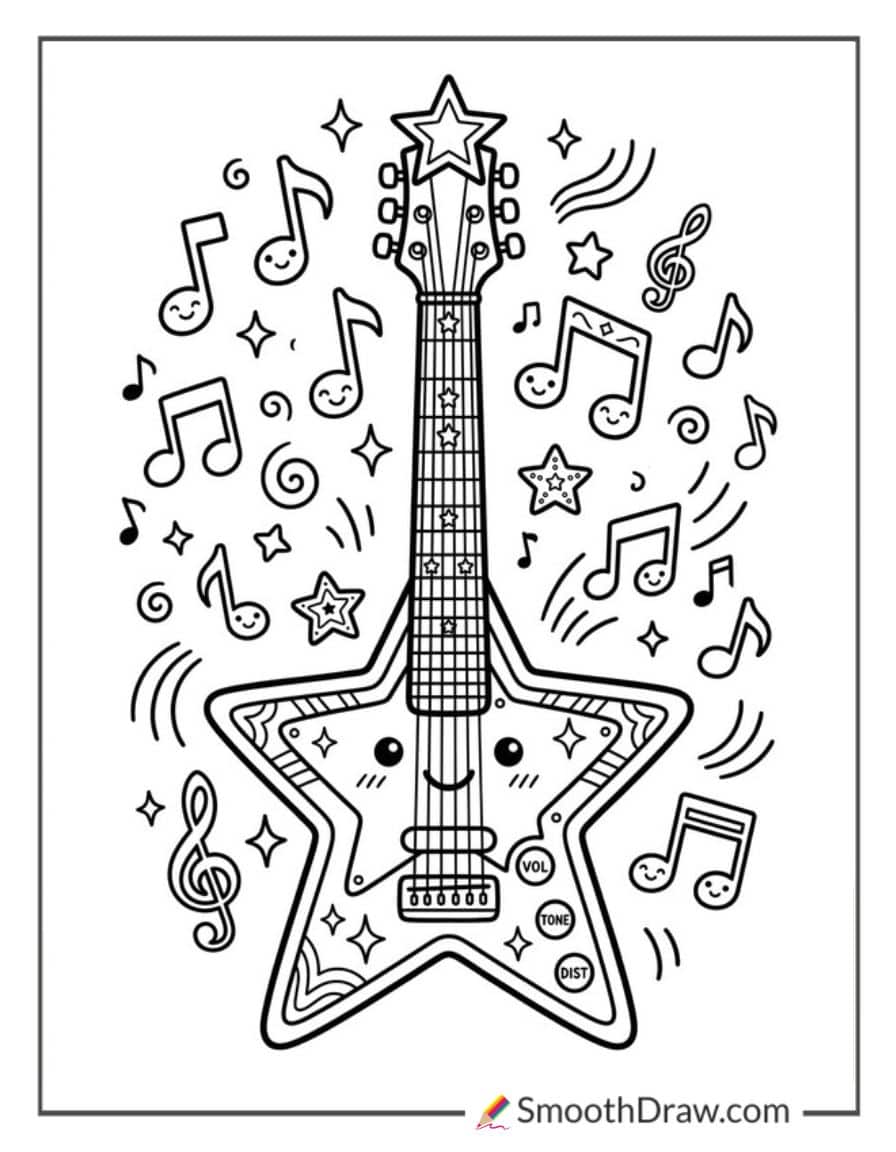 Rock Guitar Coloring Page