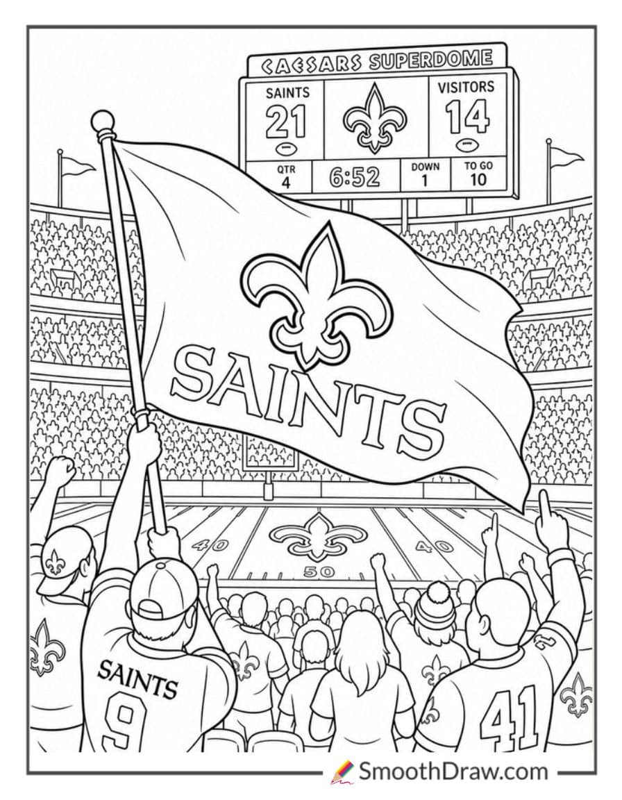 Saints Flag Waving At Stadium