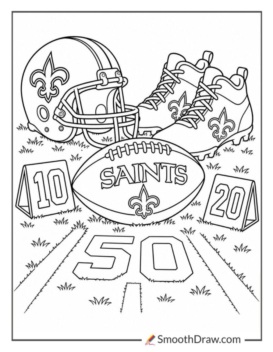 Saints Football Resting On Turf