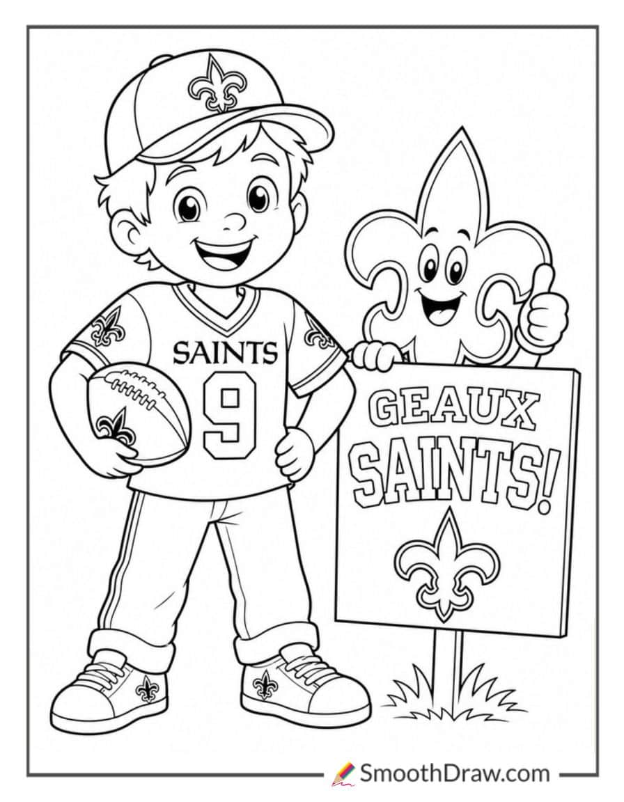 Saints Kid Wearing Jersey